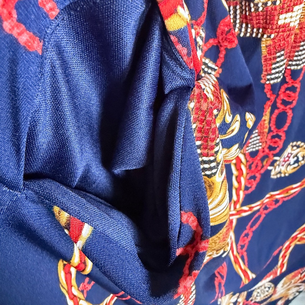 Apt. 9 Navy Dress with Red and Gold Chain Motif - Picture 7 of 7